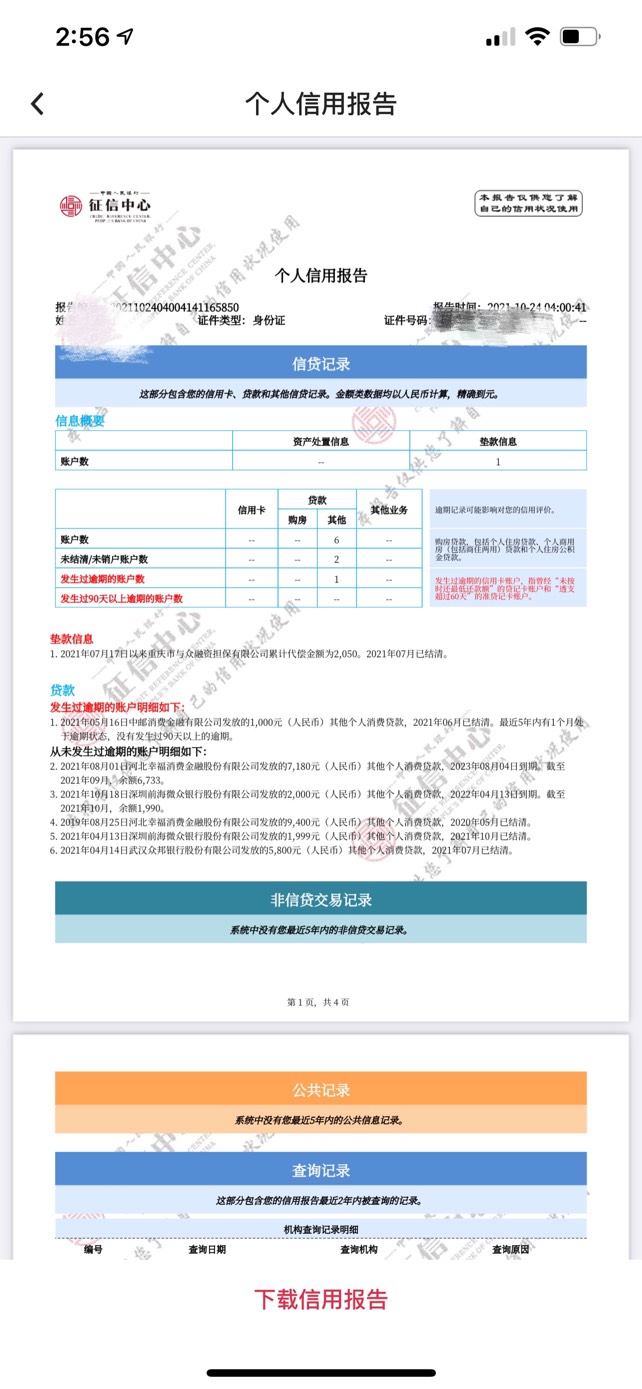 这个信用报告算黑吗？所有能撸的小袋全部秒拒 唯一下款的是靠bug下的乐花卡和薪朋友9 / 作者:麻了male / 