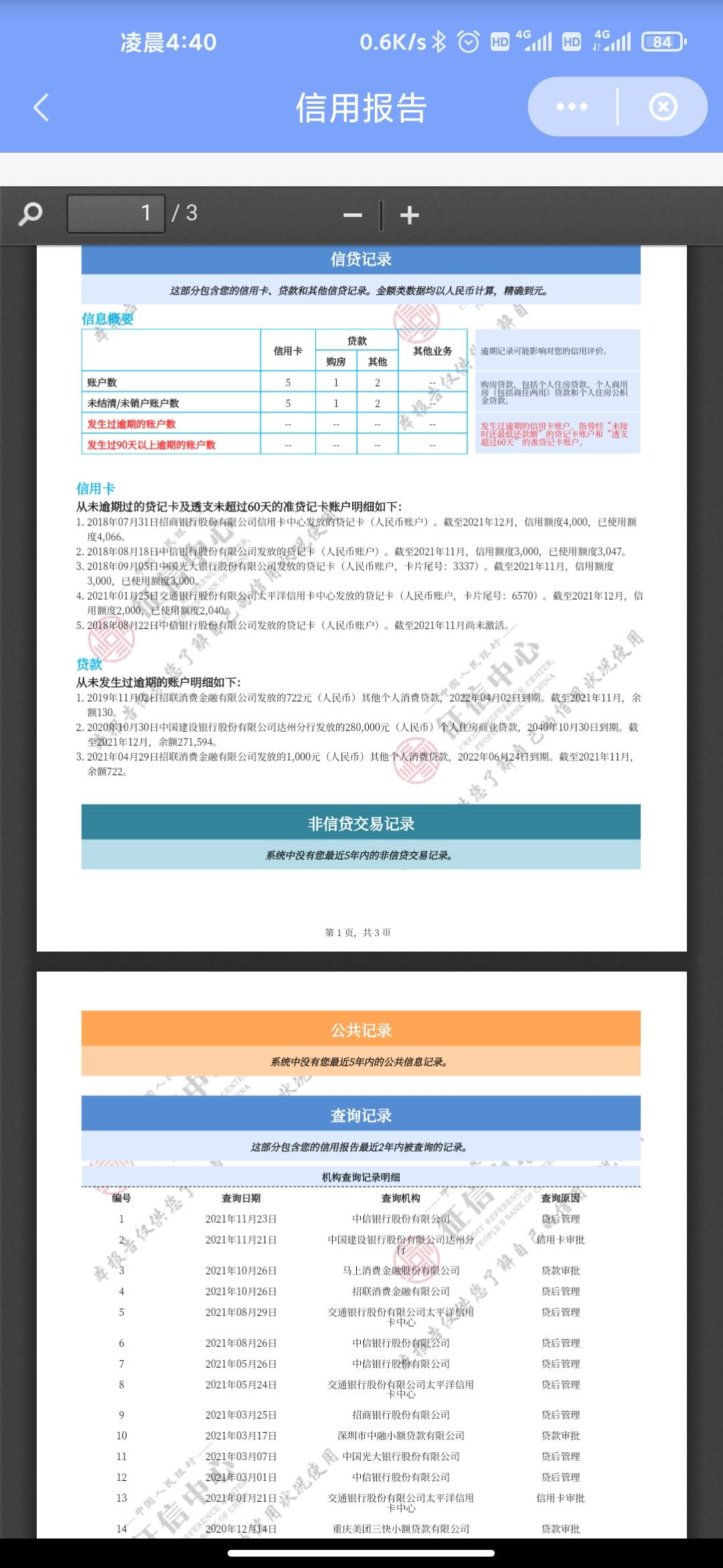 老哥们。我这信用报告咋样。现在申请了浦发能过的概率大吗？现在手上4张信用卡。还有21 / 作者:余  味 / 