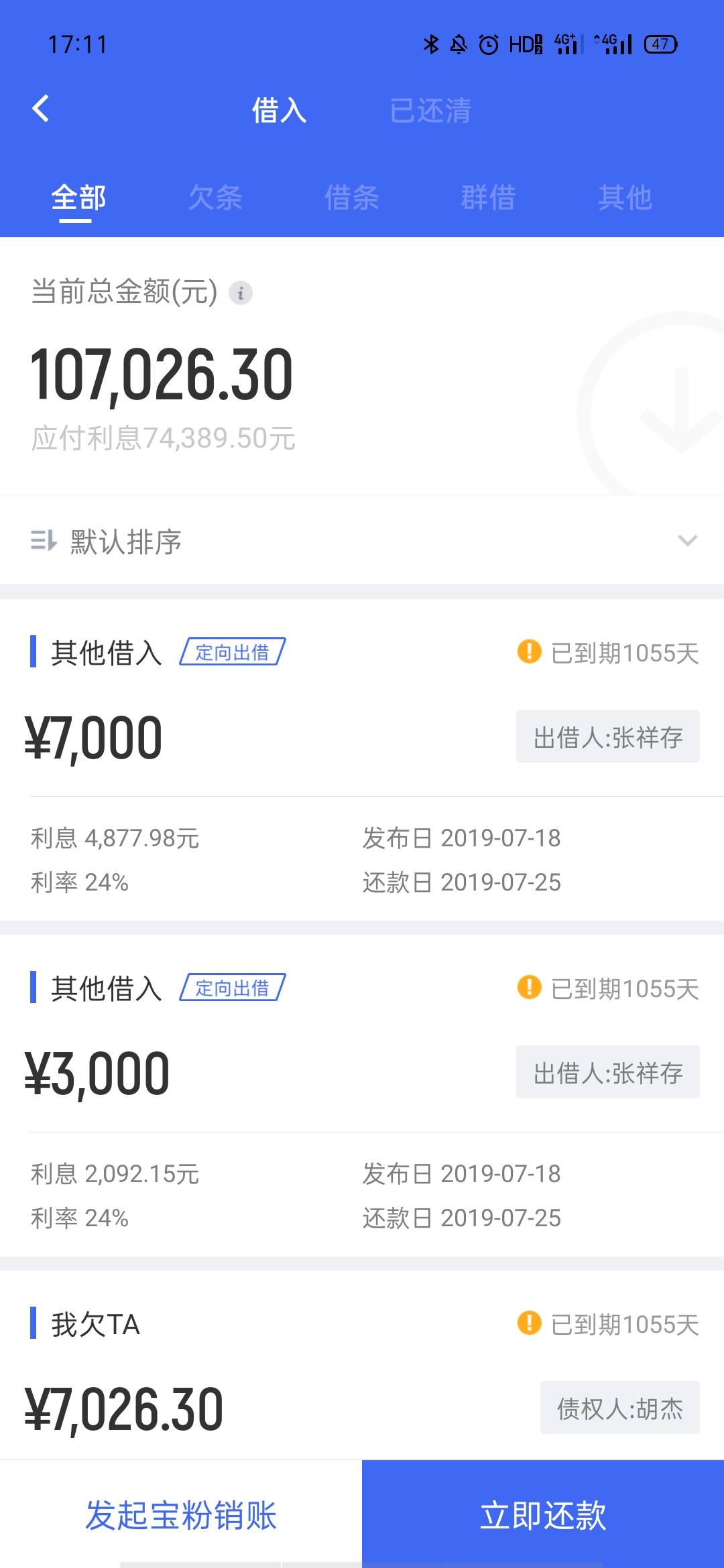 借贷宝逾期1000多天，还能搞条子不，需要几千元，试了好多高炮都不下


66 / 作者:pf09021 / 