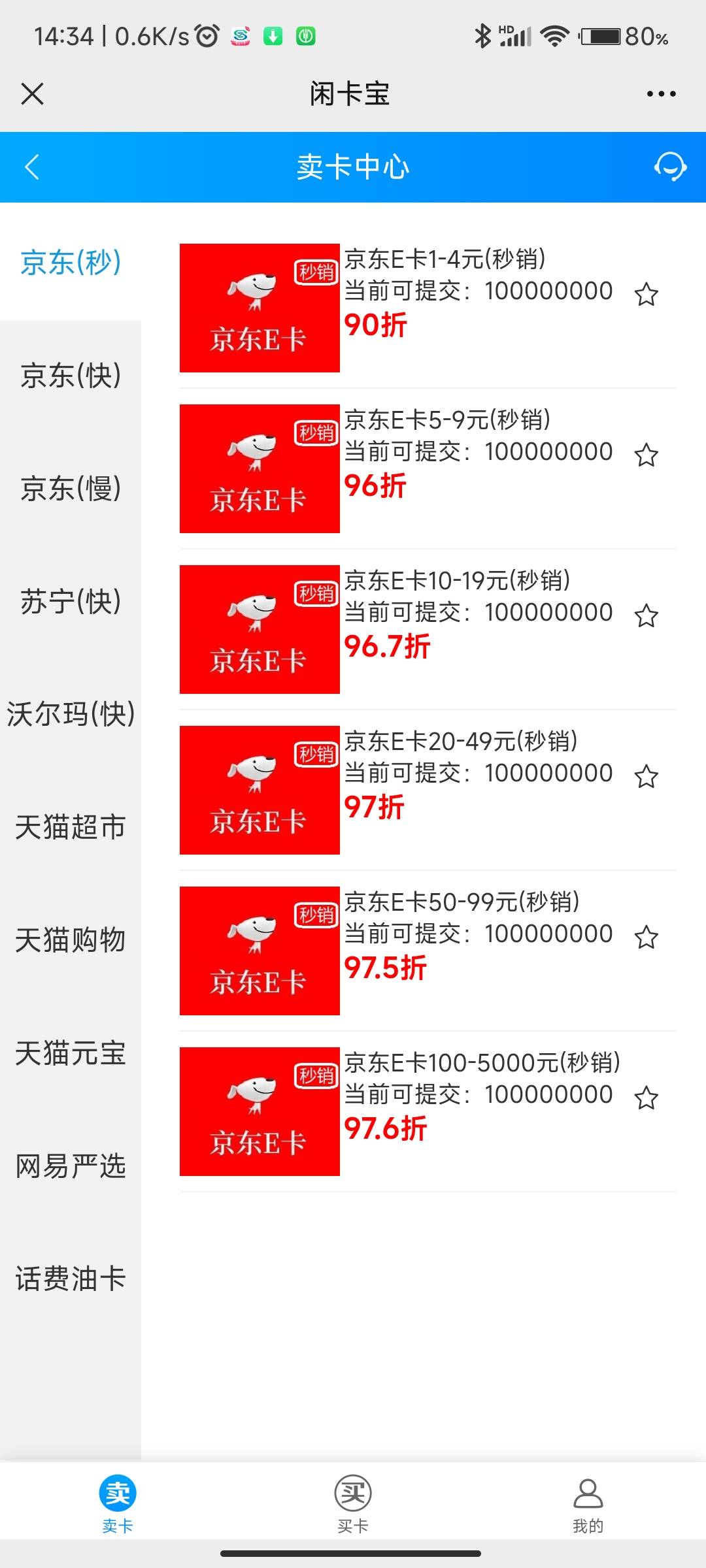 朴朴本来比例和京东卡差不多，被老哥们一冲 跌破9折了
0 / 作者:总是很暴躁 / 