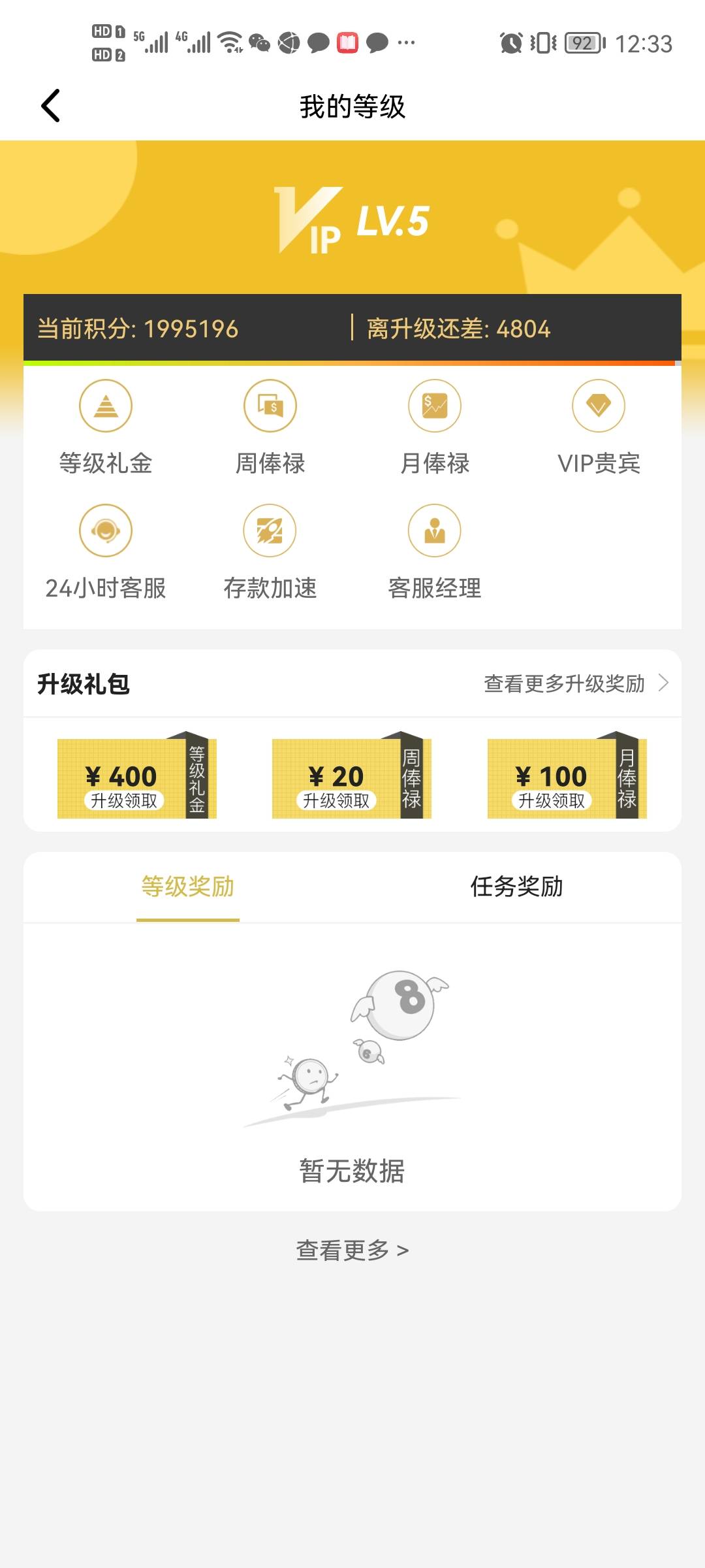为了上v6，拿礼金四百，借呗550.了，五百块buyu才打了五k流水，真醉了，流水怎么刷才93 / 作者:小D怡情 / 