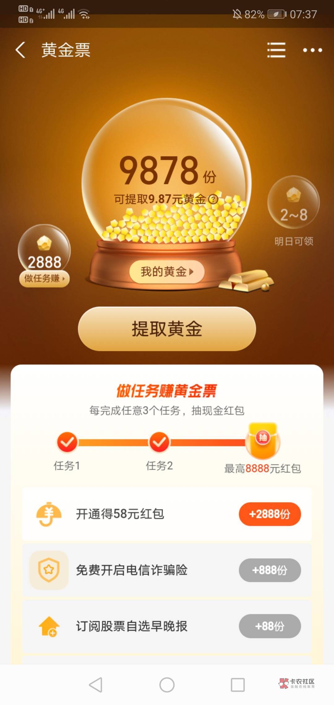 消费季登陆证券账号，赚黄金搞了两个差不多20元

18 / 作者:浪迹天涯的猪 / 