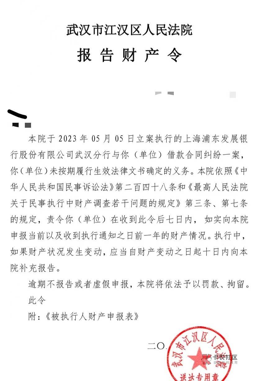 有没有真老哥，见过财产报告令? 目前状态是等待强制执行，本来也没有财产，不理不上报33 / 作者:散而为雨99 / 