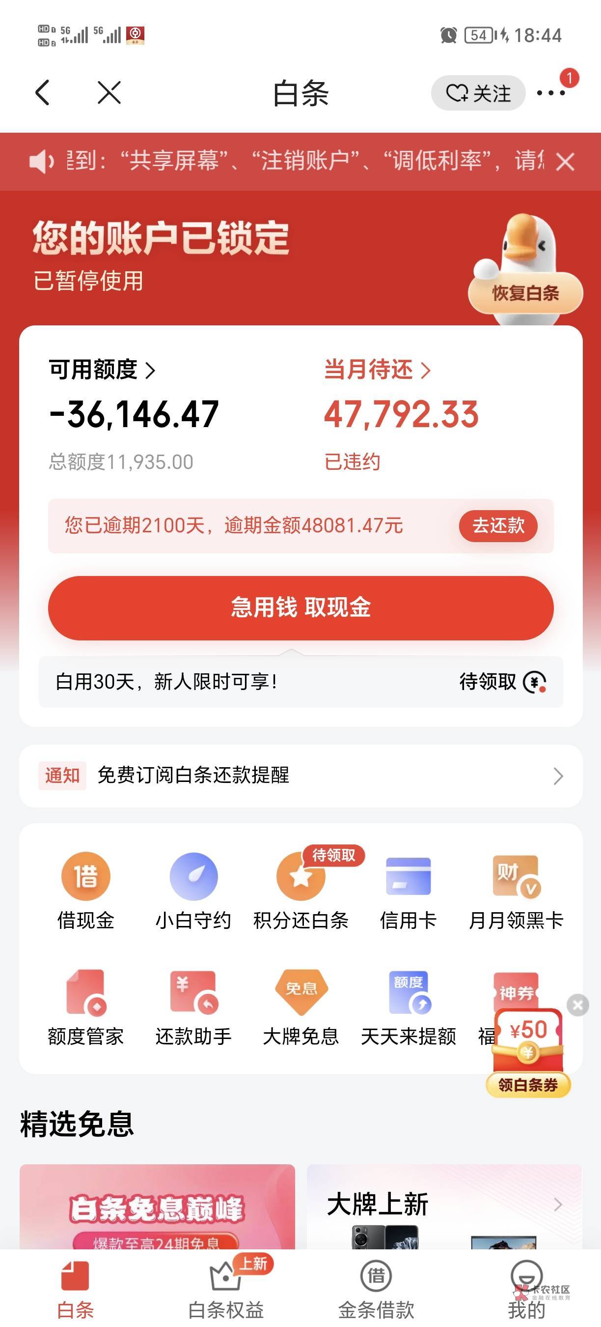 京东逾期2100天花呗逾期1706天，出了这还欠亲戚4万就没得了







89 / 作者:卡农是我家1 / 