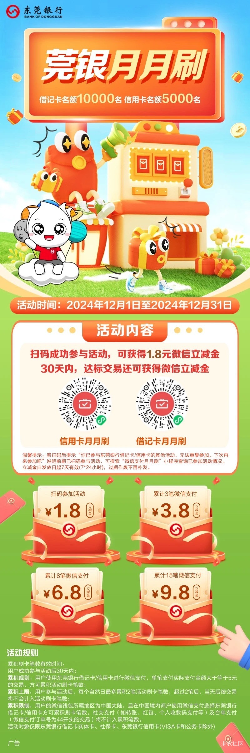 12月江苏农信 湖南农信 东莞银行月月刷



15 / 作者:卡农从不缺人才 / 