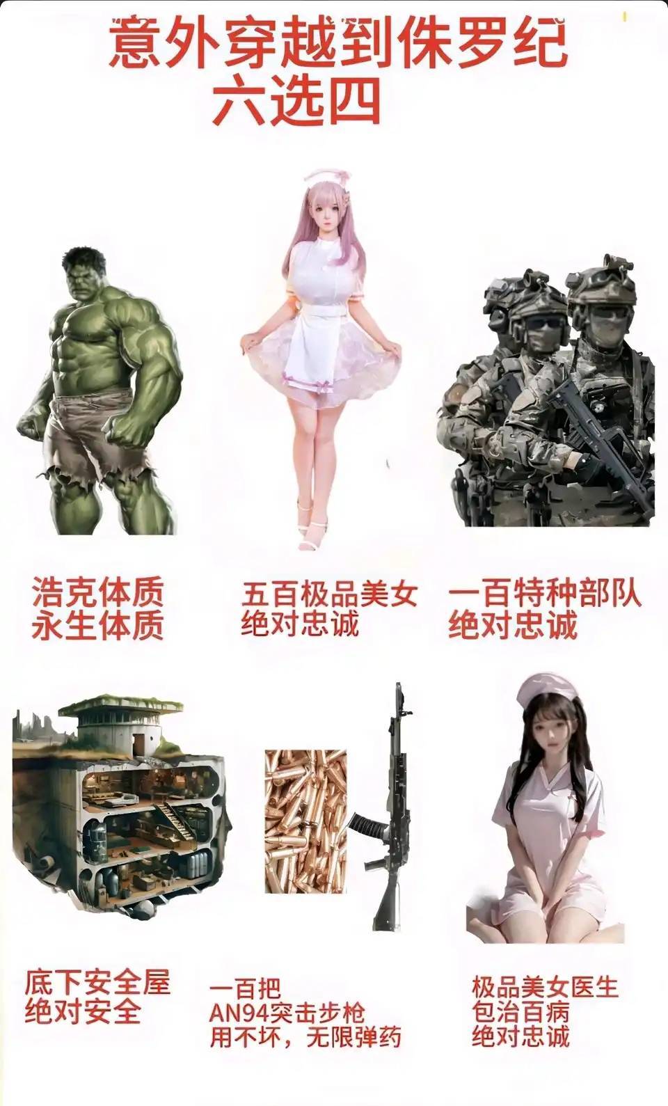 如果穿越到侏罗纪，你会怎么选，6选3

87 / 作者:好好做个卡农人 / 