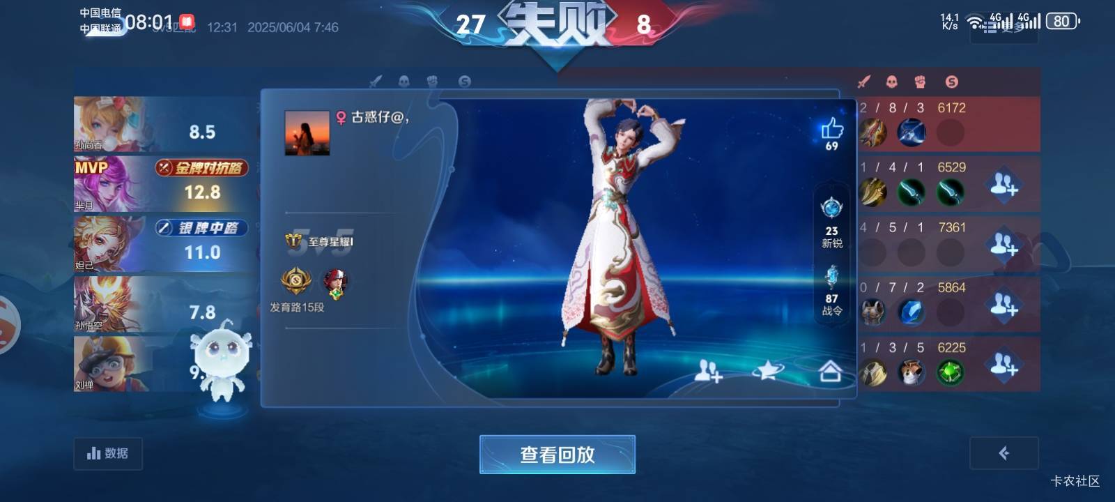这帮cs是人机么，星耀钻石和我9级白银号匹配，技能都不放，不错我是黄忠。




22 / 作者:少年与龙 / 