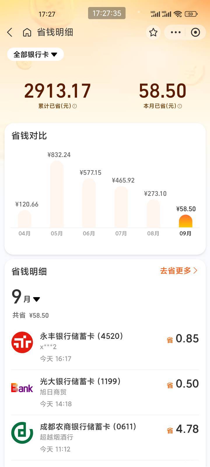 哎，特别直观的图，最近半年的支付宝银行立减和红包，从6月份开始，羊毛越来越少了，86 / 作者:猴子是旺仔小乔的粉丝 / 