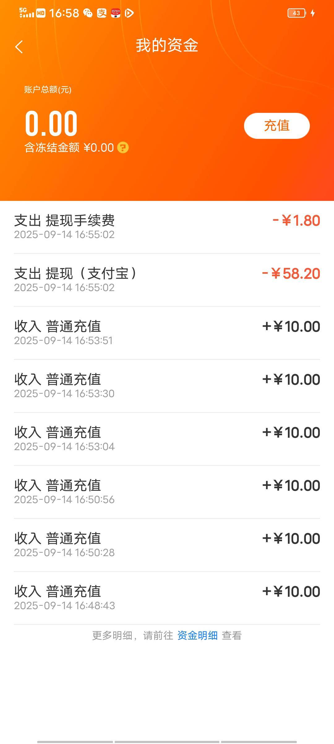 确实有，充了6次润了 13.7

41 / 作者:不知道起啥名了 / 