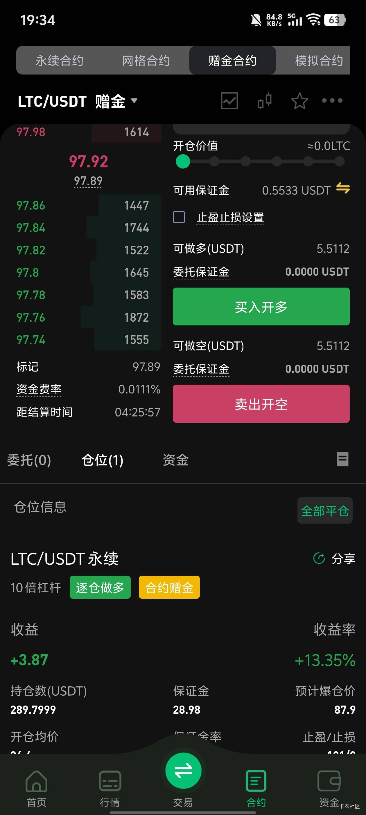 币王开始弄这个号了，昨天晚上这个号做空的ETH盈利没到103只能慢慢打了，已经打出来一87 / 作者:卡农唯一非酋 / 