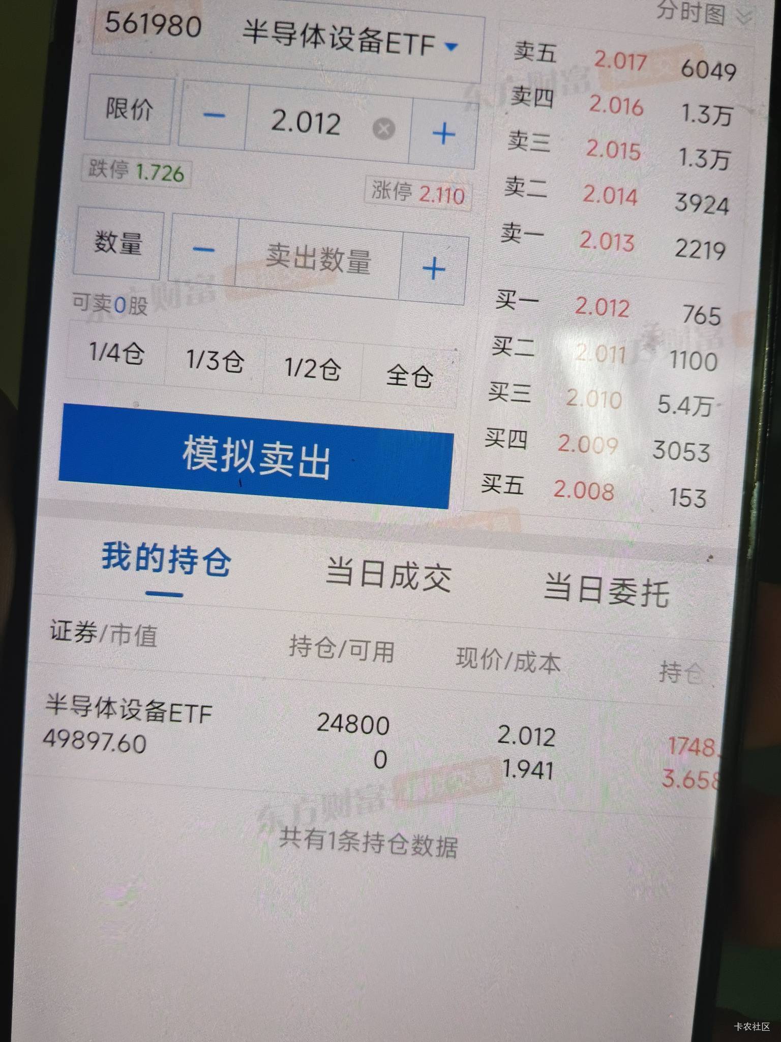 我超，不让卖啊早上买的，可卖是0啊

100 / 作者:五竹回京了 / 