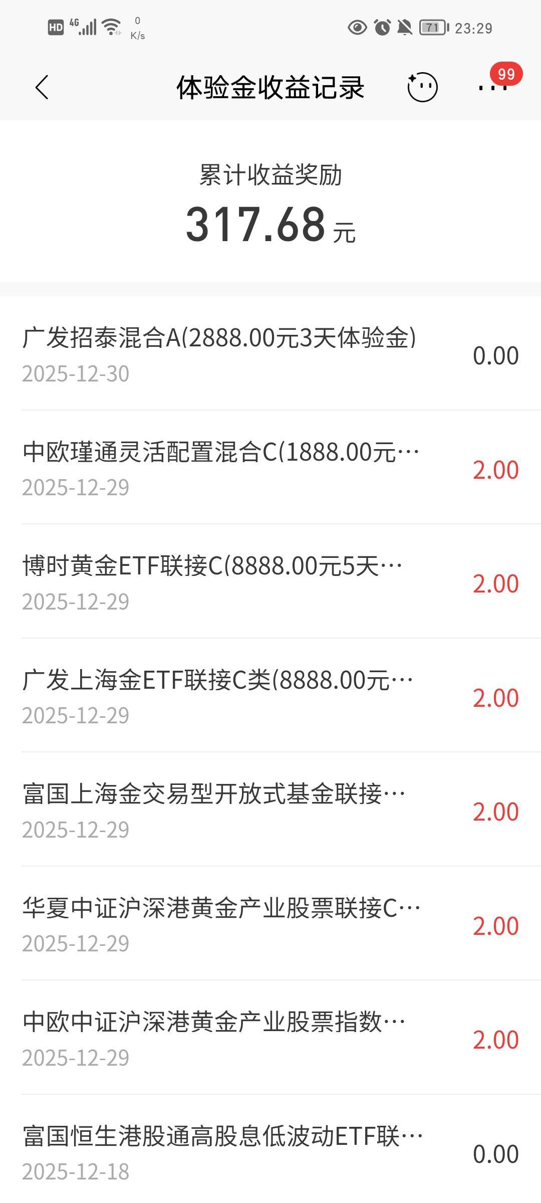 体验金的收益想领到手差不多要一个月，领他的体验金，发放的收益是强制买他的基金的，6 / 作者:流水闲人 / 